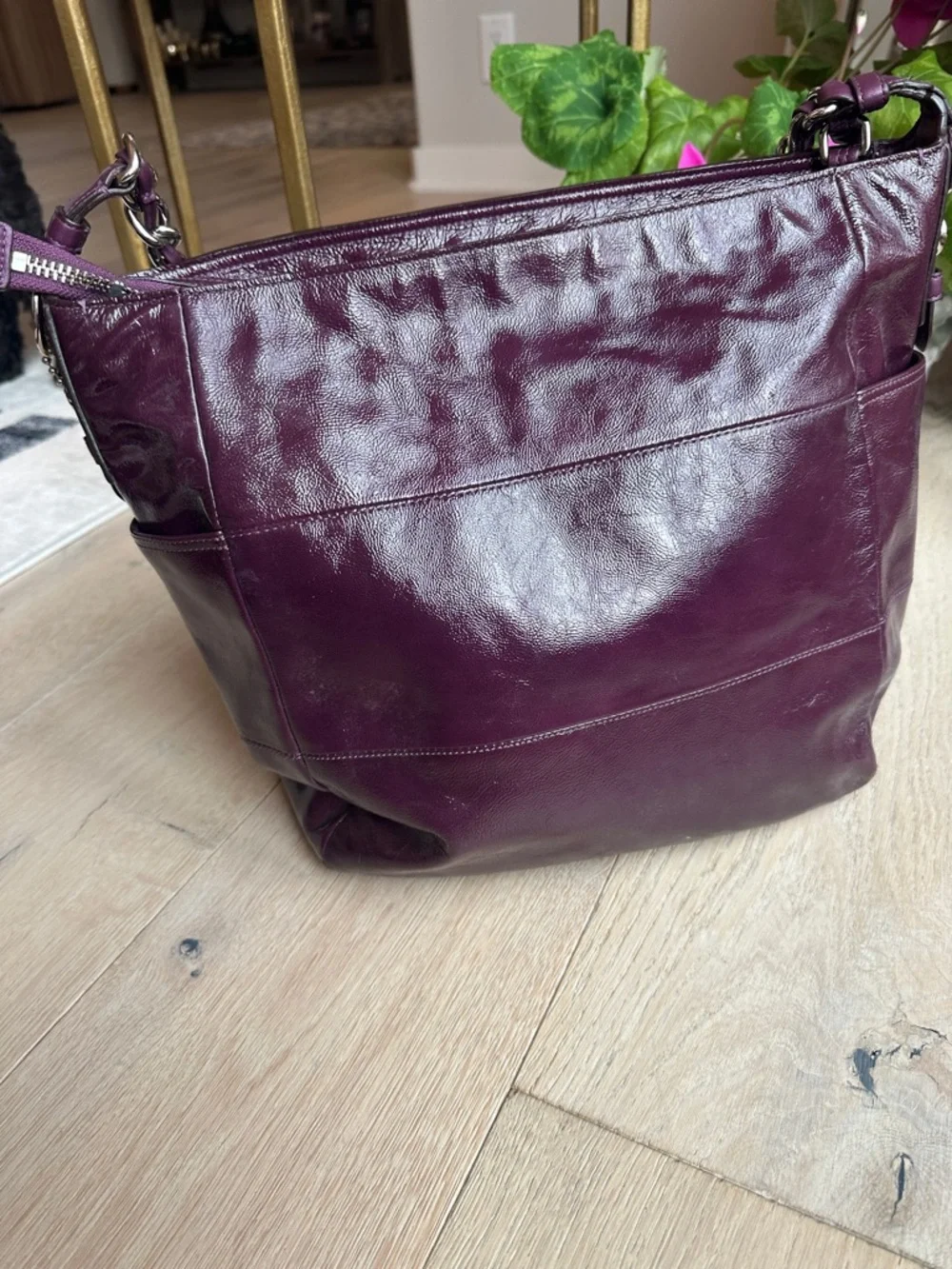 Coach Leather Shoulder Bag in Deep Plum - Picture 5 of 8